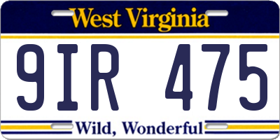 WV license plate 9IR475