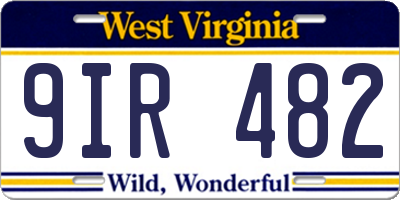WV license plate 9IR482