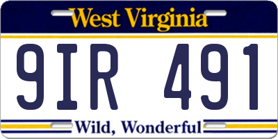 WV license plate 9IR491