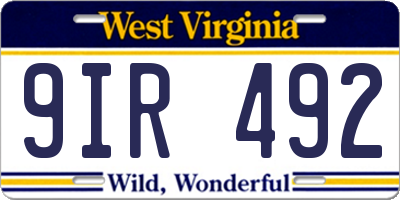 WV license plate 9IR492