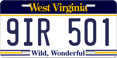 WV license plate 9IR501