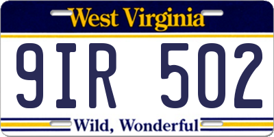 WV license plate 9IR502