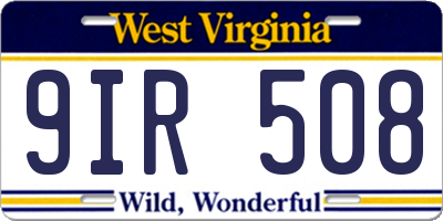 WV license plate 9IR508