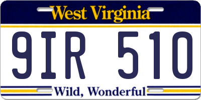 WV license plate 9IR510
