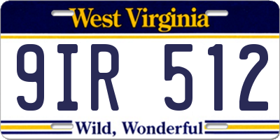 WV license plate 9IR512