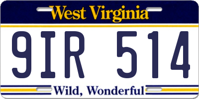 WV license plate 9IR514