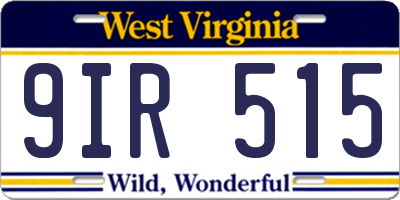 WV license plate 9IR515