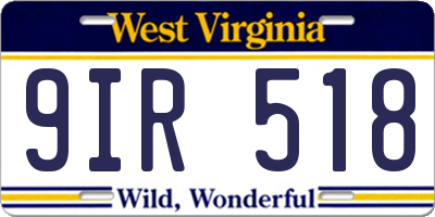 WV license plate 9IR518