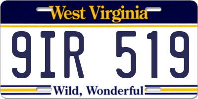 WV license plate 9IR519