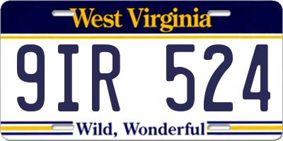 WV license plate 9IR524