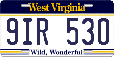 WV license plate 9IR530