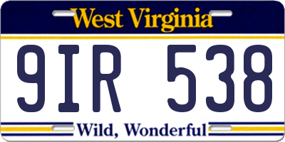 WV license plate 9IR538
