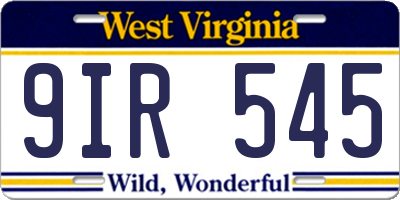 WV license plate 9IR545