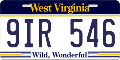 WV license plate 9IR546