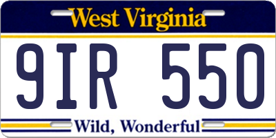 WV license plate 9IR550