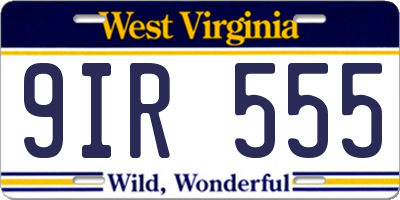 WV license plate 9IR555