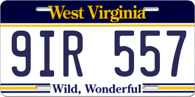 WV license plate 9IR557