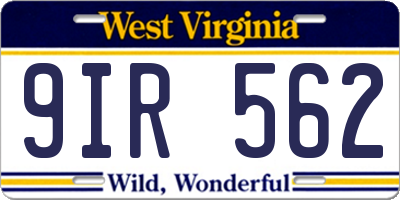 WV license plate 9IR562