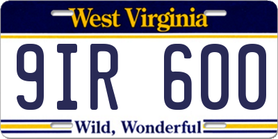 WV license plate 9IR600