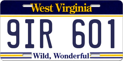 WV license plate 9IR601