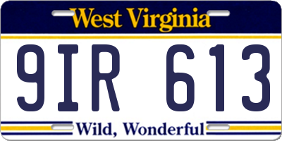 WV license plate 9IR613