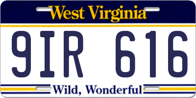 WV license plate 9IR616