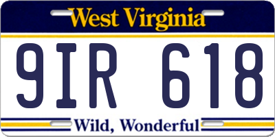 WV license plate 9IR618