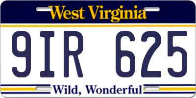 WV license plate 9IR625