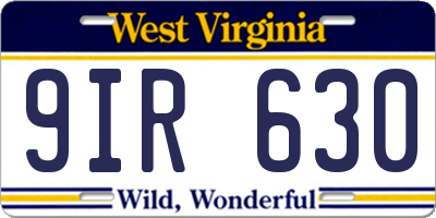 WV license plate 9IR630