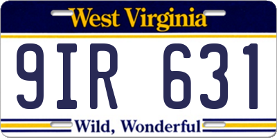 WV license plate 9IR631