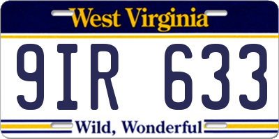 WV license plate 9IR633