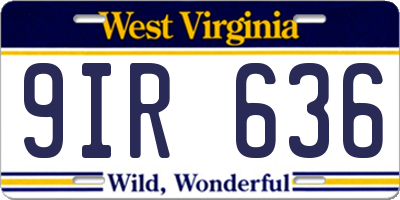 WV license plate 9IR636