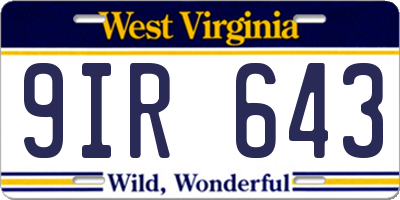 WV license plate 9IR643