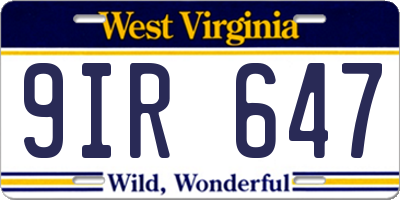 WV license plate 9IR647