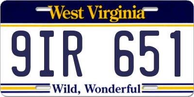 WV license plate 9IR651