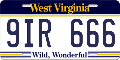 WV license plate 9IR666