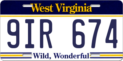 WV license plate 9IR674