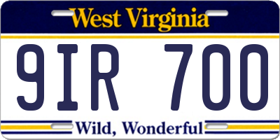 WV license plate 9IR700