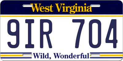WV license plate 9IR704