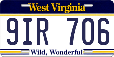 WV license plate 9IR706