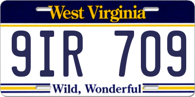 WV license plate 9IR709