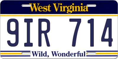 WV license plate 9IR714