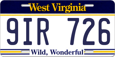 WV license plate 9IR726