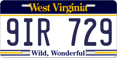 WV license plate 9IR729