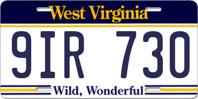 WV license plate 9IR730