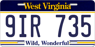 WV license plate 9IR735