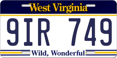 WV license plate 9IR749