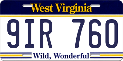 WV license plate 9IR760