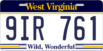 WV license plate 9IR761