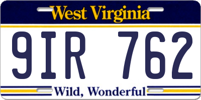WV license plate 9IR762
